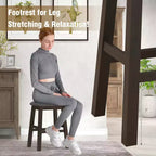 Costway Set di 2 Sgabelli da Bar a Sella Imbottiti, Sedie da Pranzo da 24.5'' con Gambe in Legno Grigio
