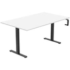 Mount-It! Hand Crank Sit-Stand Desk Frame with Tabletop - White & Black