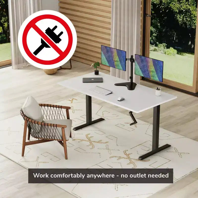 Mount-It! Telaio scrivania sit-stand a manovella con piano - Bianco e Nero