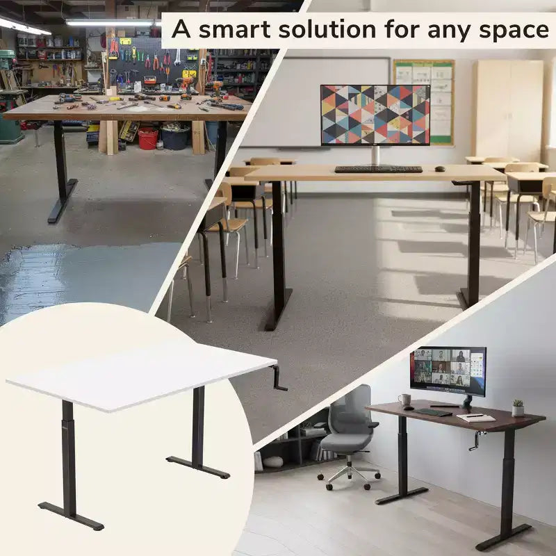 Mount-It! Telaio scrivania sit-stand a manovella con piano - Bianco e Nero