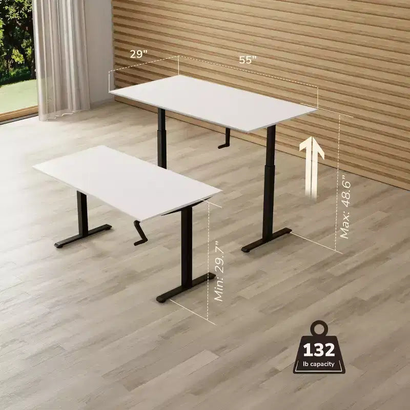 Mount-It! Telaio scrivania sit-stand a manovella con piano - Bianco e Nero