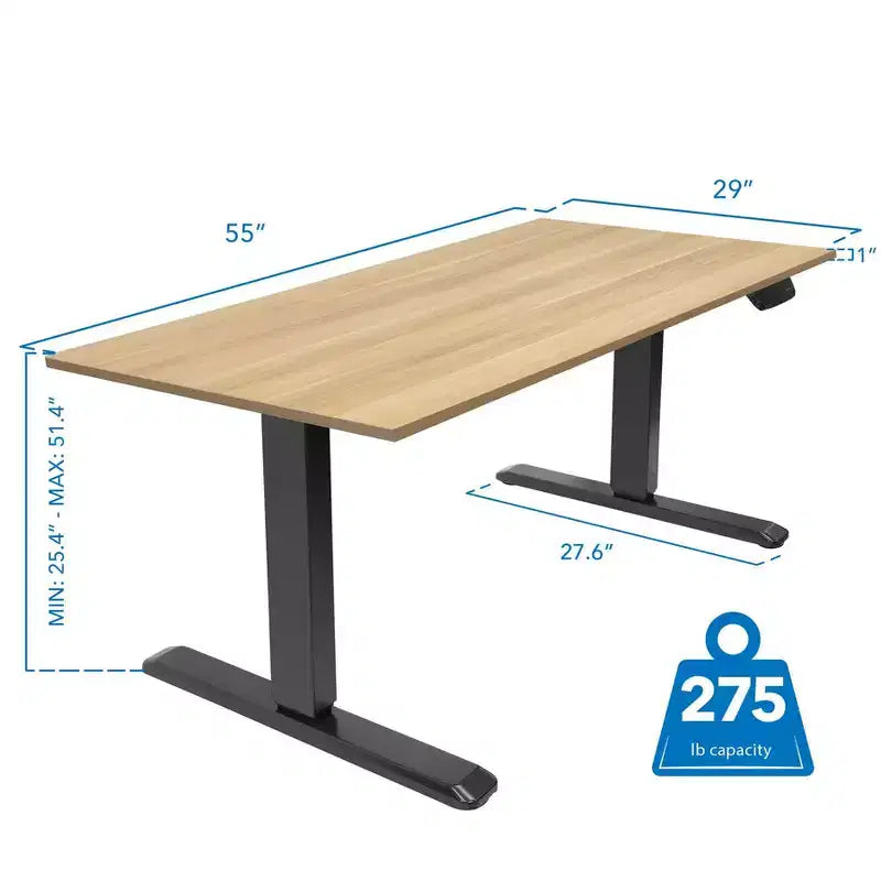Mount-It! Scrivania Elettrica Regolabile in Altezza Nera a Doppio Motore con Piano in Acero