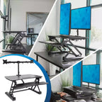 Mount-It! Convertitore da scrivania elettrico con braccio doppio monitor, rialzo motorizzato da scrivania per due schermi fino a 32 pollici