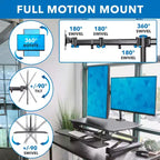 Mount-It! Convertitore da scrivania elettrico con braccio doppio monitor, rialzo motorizzato da scrivania per due schermi fino a 32 pollici