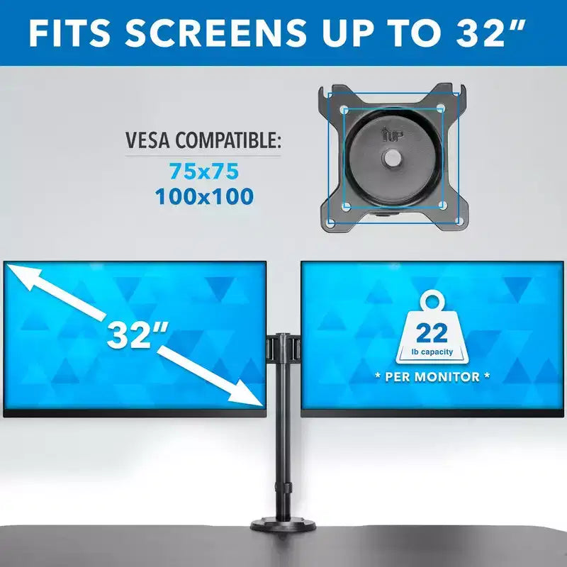 Mount-It! Convertitore da scrivania elettrico con braccio doppio monitor, rialzo motorizzato da scrivania per due schermi fino a 32 pollici
