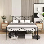 Struttura letto a piattaforma in metallo Costway, matrimoniale/queen size, con testiera e base per materasso