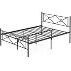 Struttura letto a piattaforma in metallo Costway, matrimoniale/queen size, con testiera e base per materasso