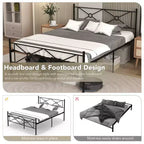 Struttura letto a piattaforma in metallo Costway, matrimoniale/queen size, con testiera e base per materasso
