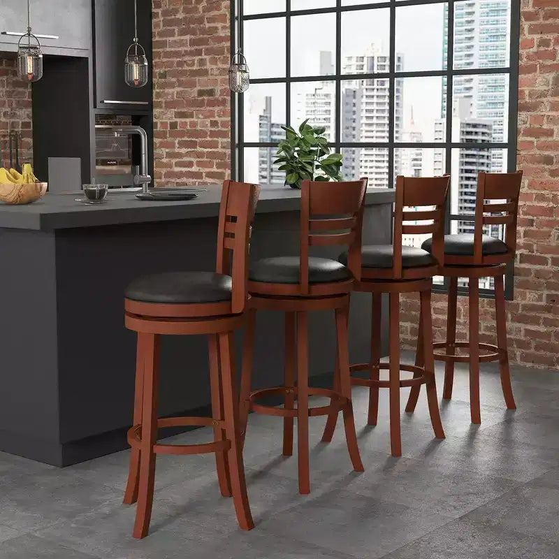 Costway Set di 4 Sgabelli da Bar Girevoli Sedie da Pranzo Alte da Bar con Schienale e Poggiapiedi