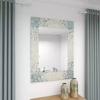 Specchio da Parete Mosaico Artigianale in Madreperla con Angoli Blu Crema - Olivia & May