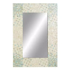 Specchio da Parete Mosaico Artigianale in Madreperla con Angoli Blu Crema - Olivia & May