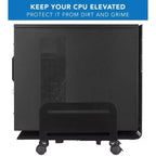 Mount-It! Supporto per CPU scorrevole con ruote | Carrello per computer desktop resistente con ventilazione e larghezza regolabile da 12,3 cm a 21,5 cm | Acciaio