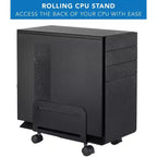 Mount-It! Supporto per CPU scorrevole con ruote | Carrello per computer desktop resistente con ventilazione e larghezza regolabile da 12,3 cm a 21,5 cm | Acciaio
