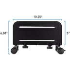 Mount-It! Supporto per CPU scorrevole con ruote | Carrello per computer desktop resistente con ventilazione e larghezza regolabile da 12,3 cm a 21,5 cm | Acciaio