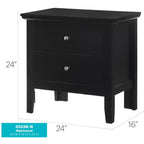 Comodino Primo a 2 cassetti Passion Furniture (61 cm A x 48 cm L x 39 cm P)