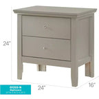Comodino Primo a 2 cassetti Passion Furniture (61 cm A x 48 cm L x 39 cm P)