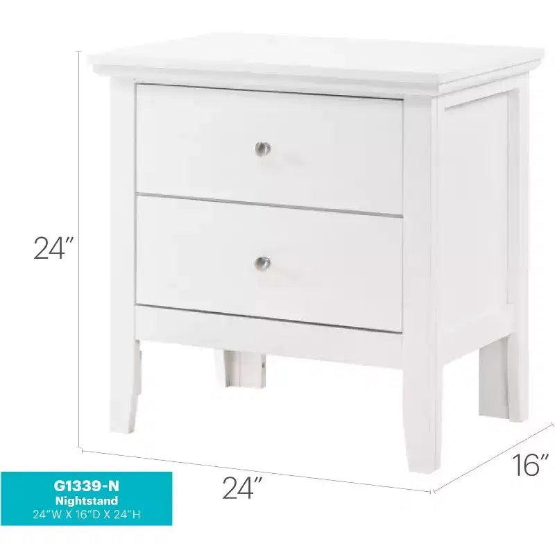 Comodino Primo a 2 cassetti Passion Furniture (61 cm A x 48 cm L x 39 cm P)