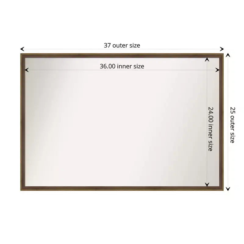 Specchio da bagno da parete in legno Amanti Art Lucie Light Bronze senza smussatura 25 x 37 in.