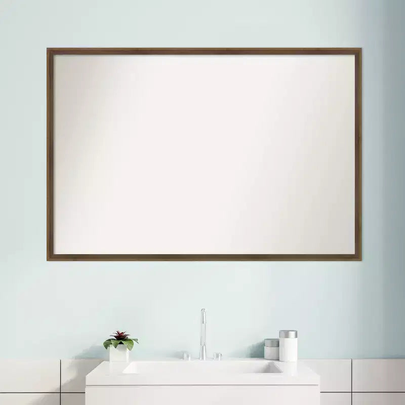 Specchio da bagno da parete in legno Amanti Art Lucie Light Bronze senza smussatura 25 x 37 in.