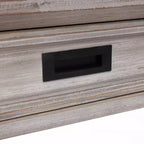Consolle e tavolo da ingresso LuxenHome in legno grigio con 2 cassetti e 1 ripiano