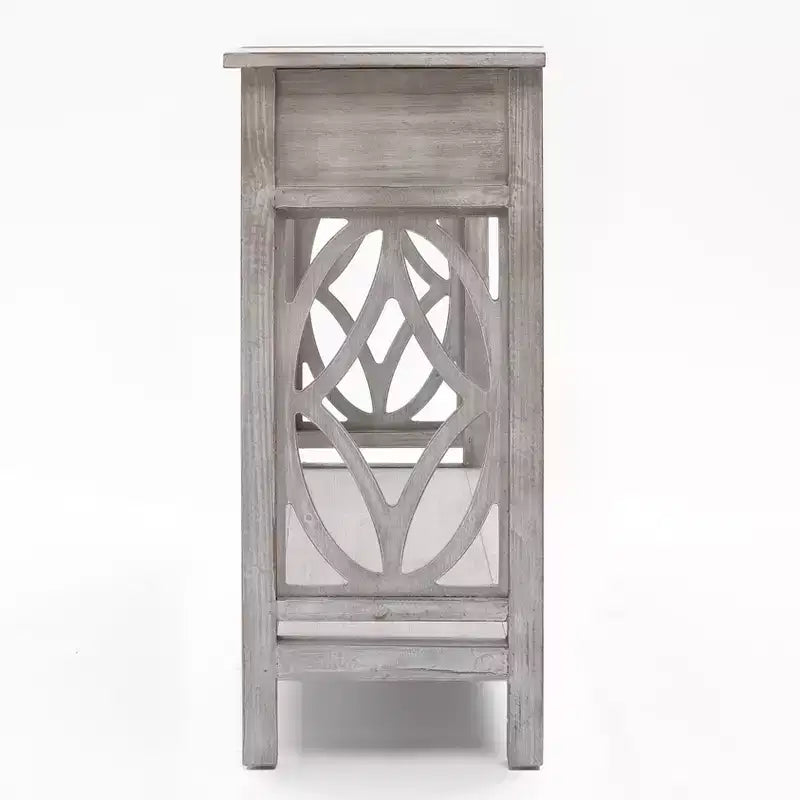 Consolle e tavolo da ingresso LuxenHome in legno grigio con 2 cassetti e 1 ripiano