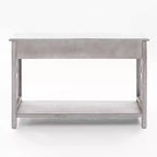 Consolle e tavolo da ingresso LuxenHome in legno grigio con 2 cassetti e 1 ripiano