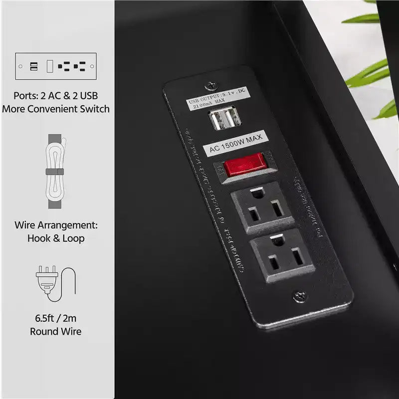 Yaheetech Tavolo Consolle da Ingresso in Legno a 3 Ripiani con Presa Elettrica