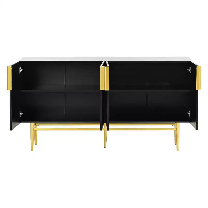 Madia moderna, Credenza con maniglie e gambe in metallo-ModernLuxe