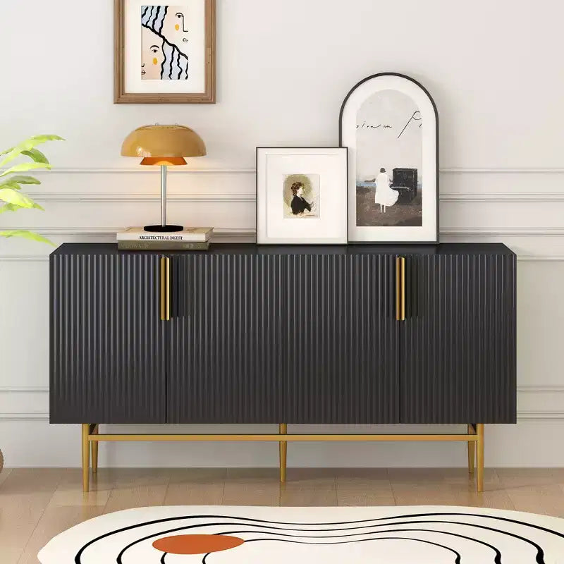 Madia moderna, Credenza con maniglie e gambe in metallo-ModernLuxe