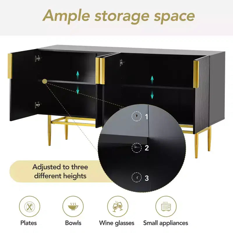 Madia moderna, Credenza con maniglie e gambe in metallo-ModernLuxe