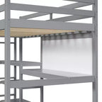 Letto a soppalco in legno con scaffali, scrivania e lavagna - ModernLuxe