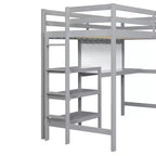 Letto a soppalco in legno con scaffali, scrivania e lavagna - ModernLuxe