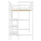 Letto a soppalco in legno con scaffali, scrivania e lavagna - ModernLuxe