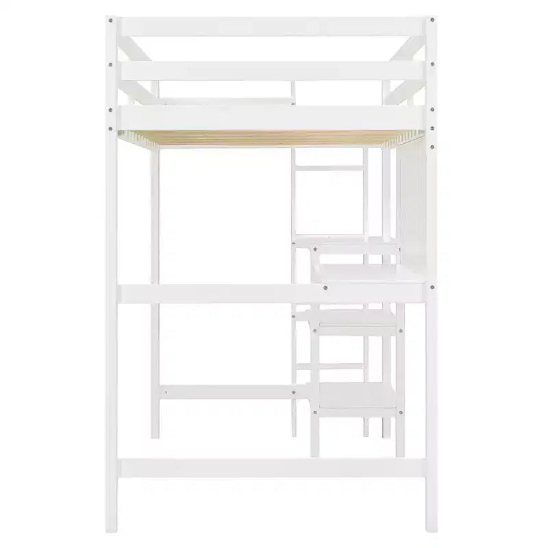 Letto a soppalco in legno con scaffali, scrivania e lavagna - ModernLuxe