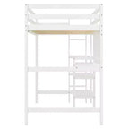 Letto a soppalco in legno con scaffali, scrivania e lavagna - ModernLuxe