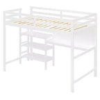 Letto a soppalco in legno con scaffali, scrivania e lavagna - ModernLuxe