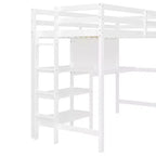 Letto a soppalco in legno con scaffali, scrivania e lavagna - ModernLuxe