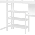 Letto a soppalco in legno con scaffali, scrivania e lavagna - ModernLuxe