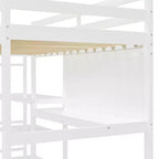 Letto a soppalco in legno con scaffali, scrivania e lavagna - ModernLuxe