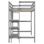 Letto a soppalco in legno con scaffali, scrivania e lavagna - ModernLuxe
