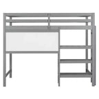 Letto a soppalco in legno con scaffali, scrivania e lavagna - ModernLuxe