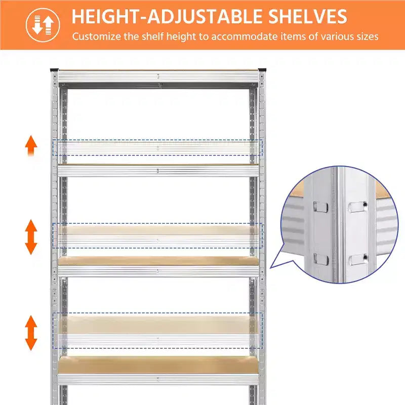 Yaheetech 2 Pezzi Scaffale Metallico a 5 Ripiani Regolabile