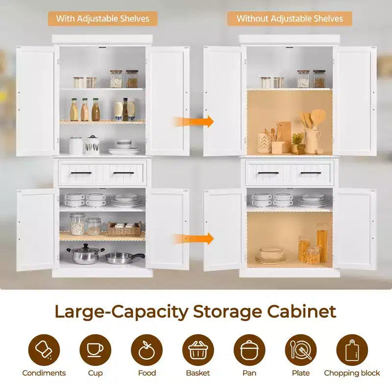 Yaheetech Armadio dispensa da cucina alto 184 cm con ripiani regolabili per cucina e sala da pranzo