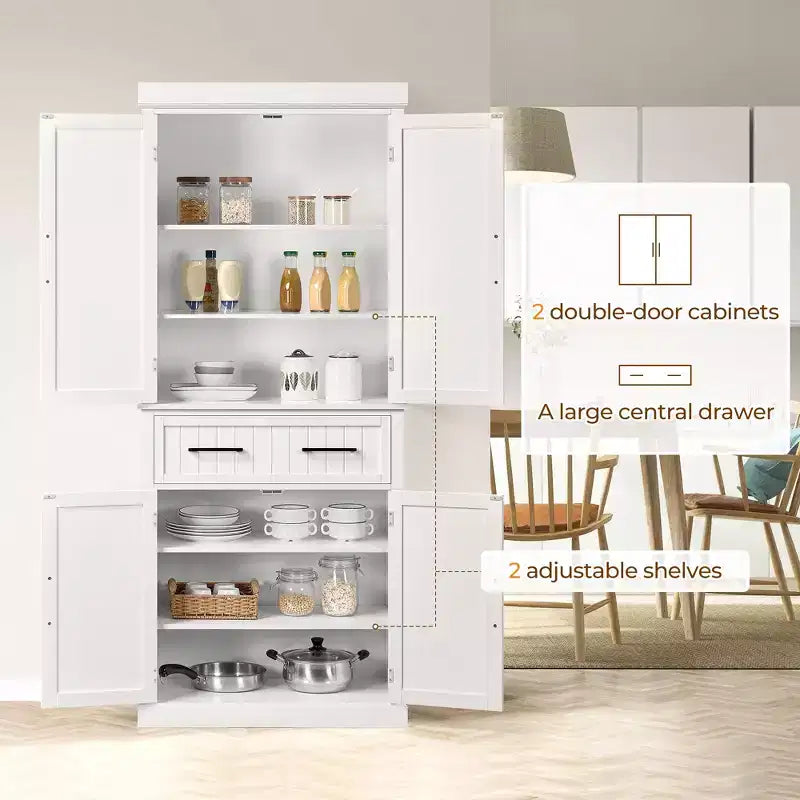 Yaheetech Armadio dispensa da cucina alto 184 cm con ripiani regolabili per cucina e sala da pranzo
