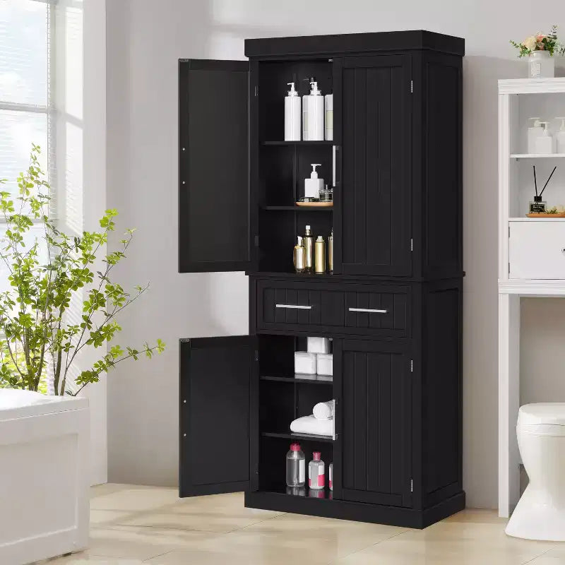Yaheetech Armadio dispensa da cucina alto 184 cm con ripiani regolabili per cucina e sala da pranzo