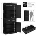 Yaheetech Armadio dispensa da cucina alto 184 cm con ripiani regolabili per cucina e sala da pranzo