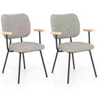 Costway Set of 2 Modern Linen Fabric Dining Chairs Padded Kitchen Accent Armchair Grey/Orange