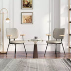 Costway Set di 2 Sedie da Pranzo Moderne in Lino, Imbottite, Poltrone da Cucina con Braccioli Grigio/Arancione