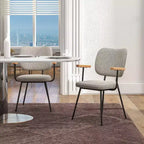 Costway Set di 2 Sedie da Pranzo Moderne in Lino, Imbottite, Poltrone da Cucina con Braccioli Grigio/Arancione
