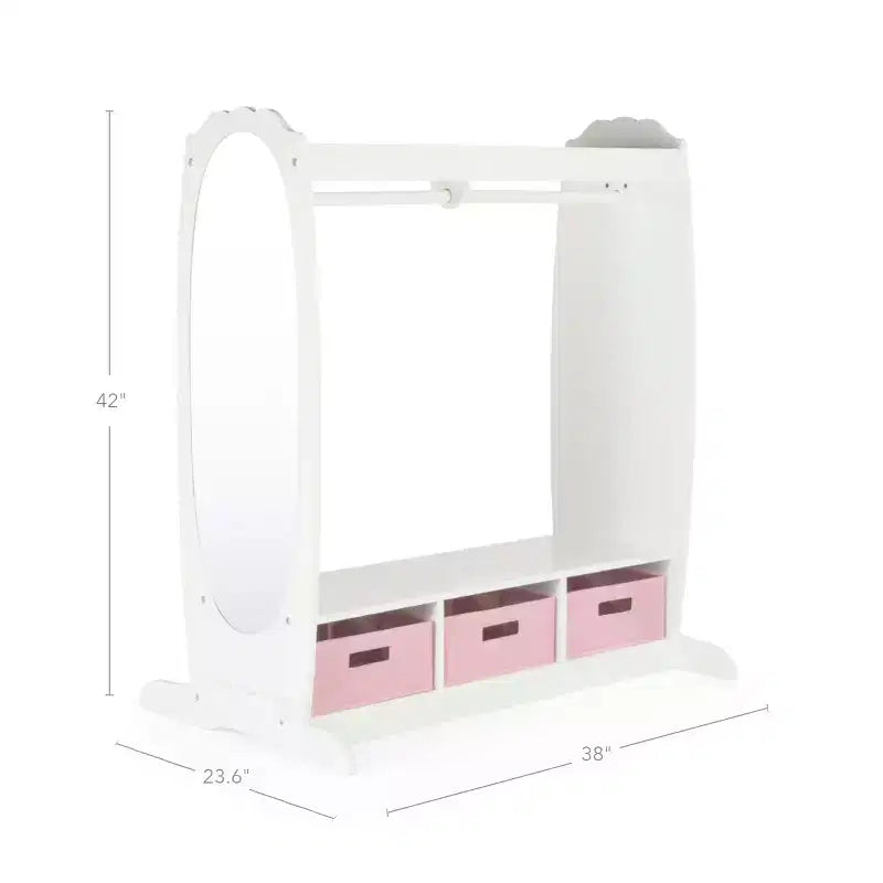 Guidecraft Kids' Dress Up Storage - Bianco: Armadio per Travestimenti, Guardaroba per Costumi e Organizzatore di Vestiti con Specchio e Appendiabiti